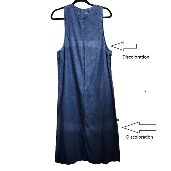 St. Johns' Bay Womens Dress Sz Medium Blue Denim Side Button Pockets Sleeveless - Picture 4 of 11